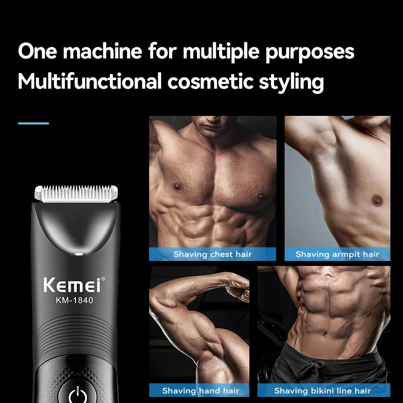 Waterproof Body Groomer With Skin Friendly Blades Kemei Hair Trimmer KM-184