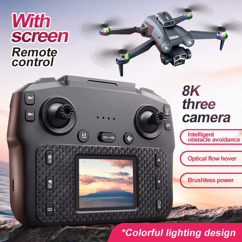 New M3 Ultra Mini Toy Drone Brushless Obstacle Avoidance Screen Remote Portable RC Drones Plane with Camera and Battery for Kids