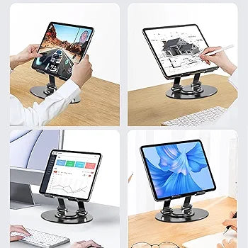 Auslese Premium 360° Rotating iPad Tablet Stand Adjustable Heavy Duty Metal Base Foldable & Portable Desk Mount Holder Compatible with All Tablets