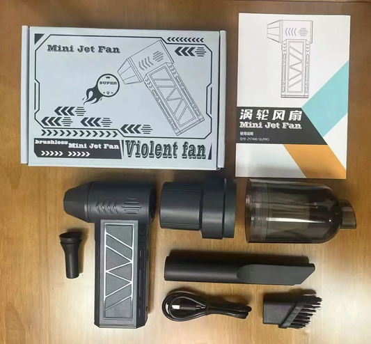 130,000 RPM Turbo Jet Fan – Handheld Air Blower & Vacuum ⚡🔋with LED Power Display