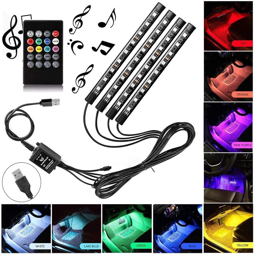 Car Rgb 4 Pcs Waterproof Led Light Strip Bluetooth Control