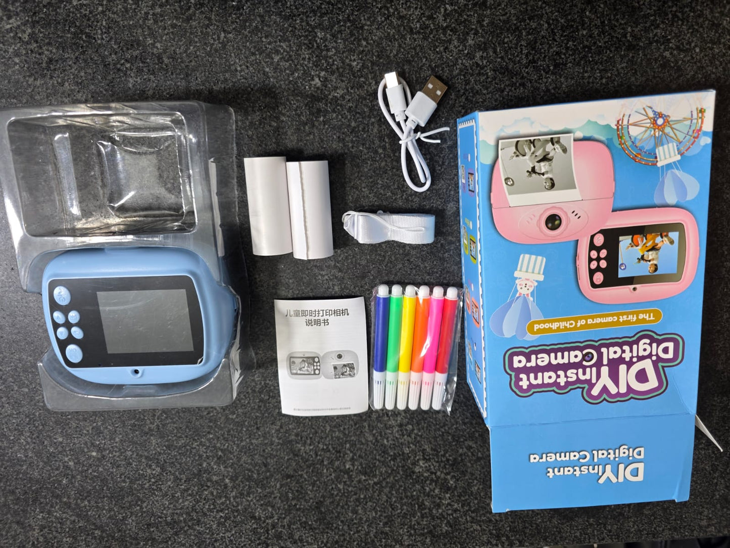 DIY Instant Digital Camera for Kids with Printer Black & White