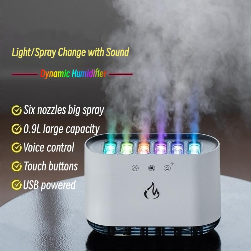 Humidifier for Large Room - Ultrasonic Dynamic Pickup Humidifier with Colorful Lights, Household Large Capacity Air Humidifier for Home Office (White)