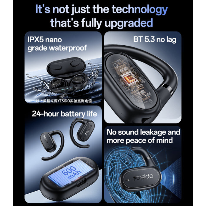 Yesido YSP25 Waterproof Open-end On-ear Headphones Large Battery Wireless Earphone