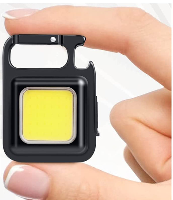 Multifunction Keychain Led Light with Bottle Opener, Magnetic Base and Folding Bracket Mini Cob 500 lumens Rechargeable Multifunctional Keychain Emergency Light Keychain