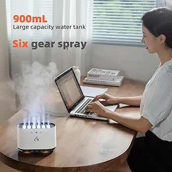 Humidifier for Large Room - Ultrasonic Dynamic Pickup Humidifier with Colorful Lights, Household Large Capacity Air Humidifier for Home Office (White)