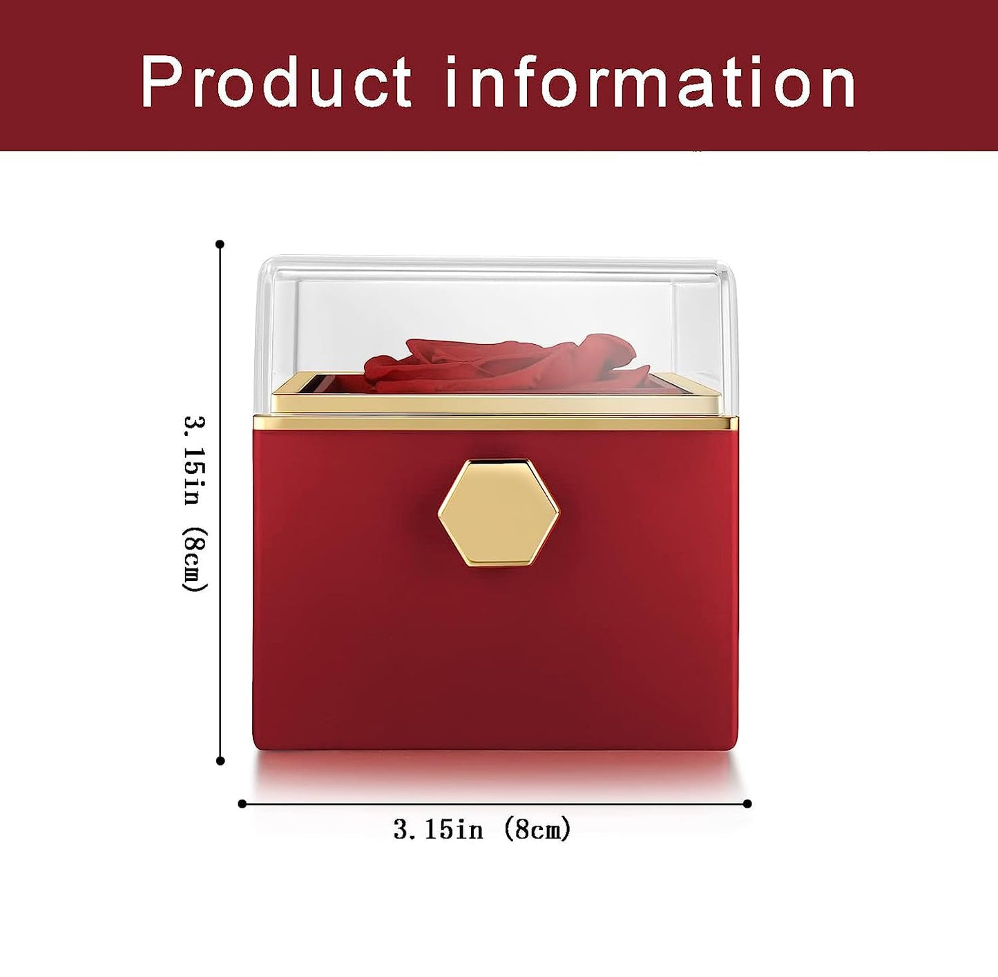 Luxurious Jewelry Box With Eternal Flower Rose + Magnetic Four Heart Necklace