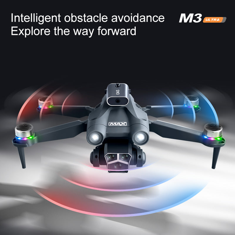 New M3 Ultra Mini Toy Drone Brushless Obstacle Avoidance Screen Remote Portable RC Drones Plane with Camera and Battery for Kids