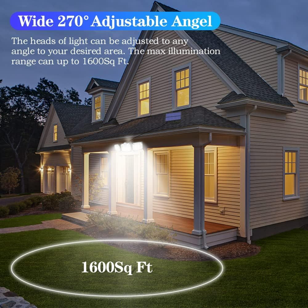 Solar Motion Sensor Outdoor Lights, 360° Rotatable, IP65 Waterproof Security Light