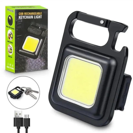 Multifunction Keychain Led Light with Bottle Opener, Magnetic Base and Folding Bracket Mini Cob 500 lumens Rechargeable Multifunctional Keychain Emergency Light Keychain