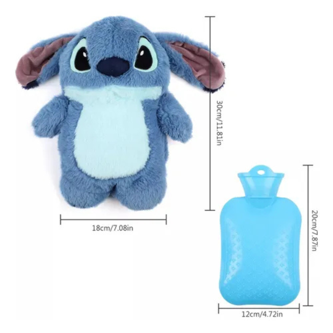 Stich Angel Hot Water Bag Cartoon Character Fillable Hot Water Bottle for Winter Plushies