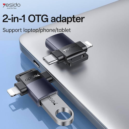 Yesido GS35 OTG Adapter – 2-in-1 Type-C & Lightning to USB 3.0 Converter