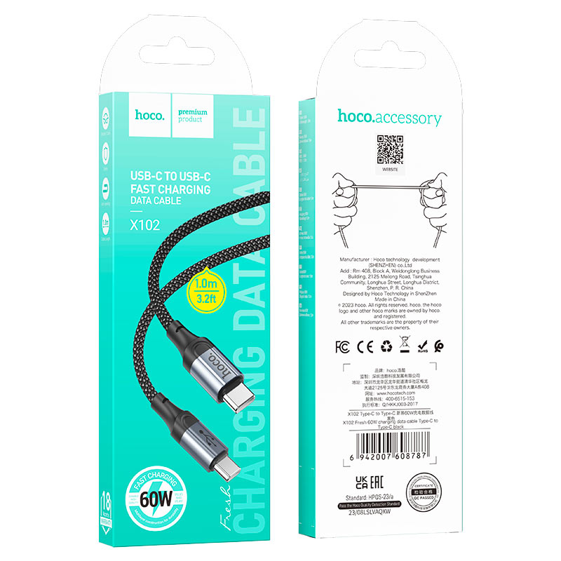 Hoco X102 Cable Type-C to Type-C PD 60W fast charge