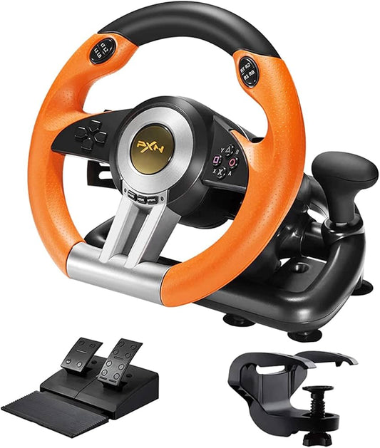 PXN V3II Gaming Steering Wheel with Pedal PC Steering Wheel 180 Degree racing Wheel for PC, PS3, PS4,N-Switch