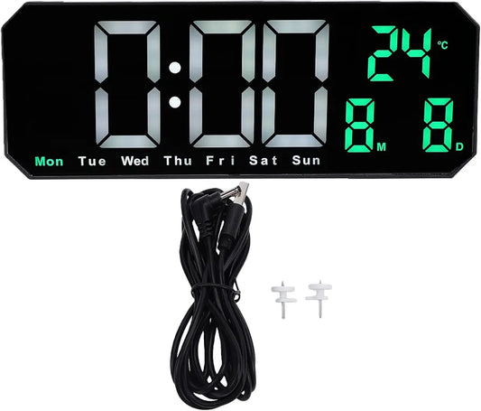 Haofy Large Digital Wall Clock,LED Clock with Temperature Date Week Display and Snooze Function Adjustable Brightness for Living Room Bedroom Kitchen Bathroom Office