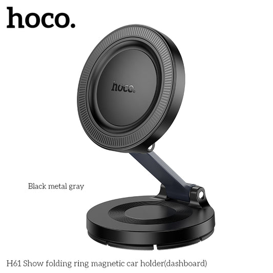 HOCO H61 Foldable Ring Magnetic Smartphone Cell Phone Car Holder Dashboard Mount Suction Cup Stand