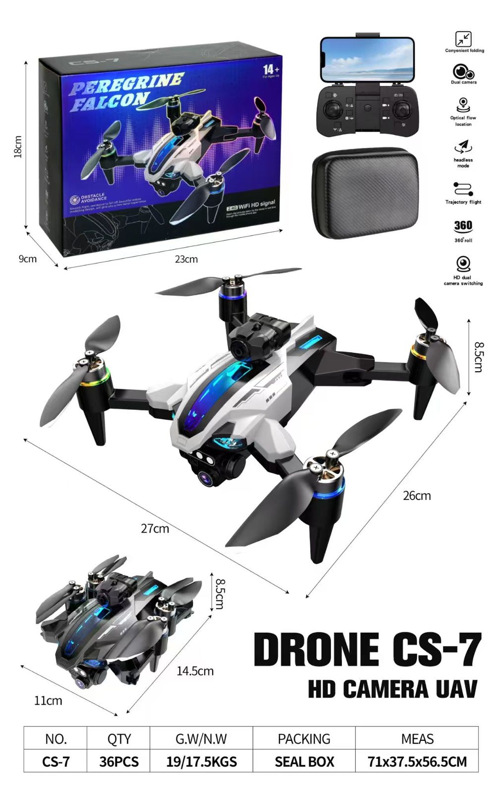 2025 New S173 Foldable RC Quadcopter Toy Drone Brushless Optical Flow Dual Camera LED Light Obstacle Avoidance Batteries