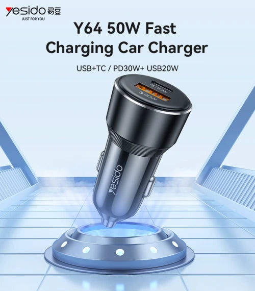 Yesido Y64 Aluminum Alloy USB+TC PD30W + USB20W