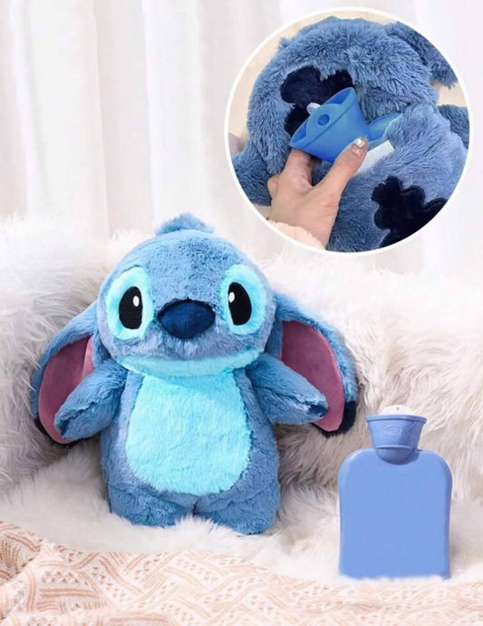 Stich Angel Hot Water Bag Cartoon Character Fillable Hot Water Bottle for Winter Plushies