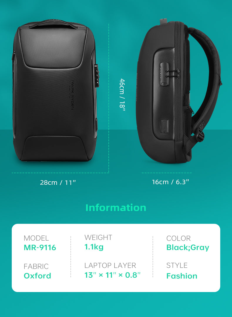 Anti Theft Laptop Backpack Waterproof Computer Rucksack