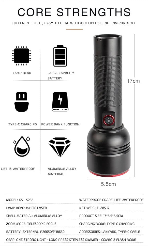 X-Balog USB Flashlight  BL-2208-TG