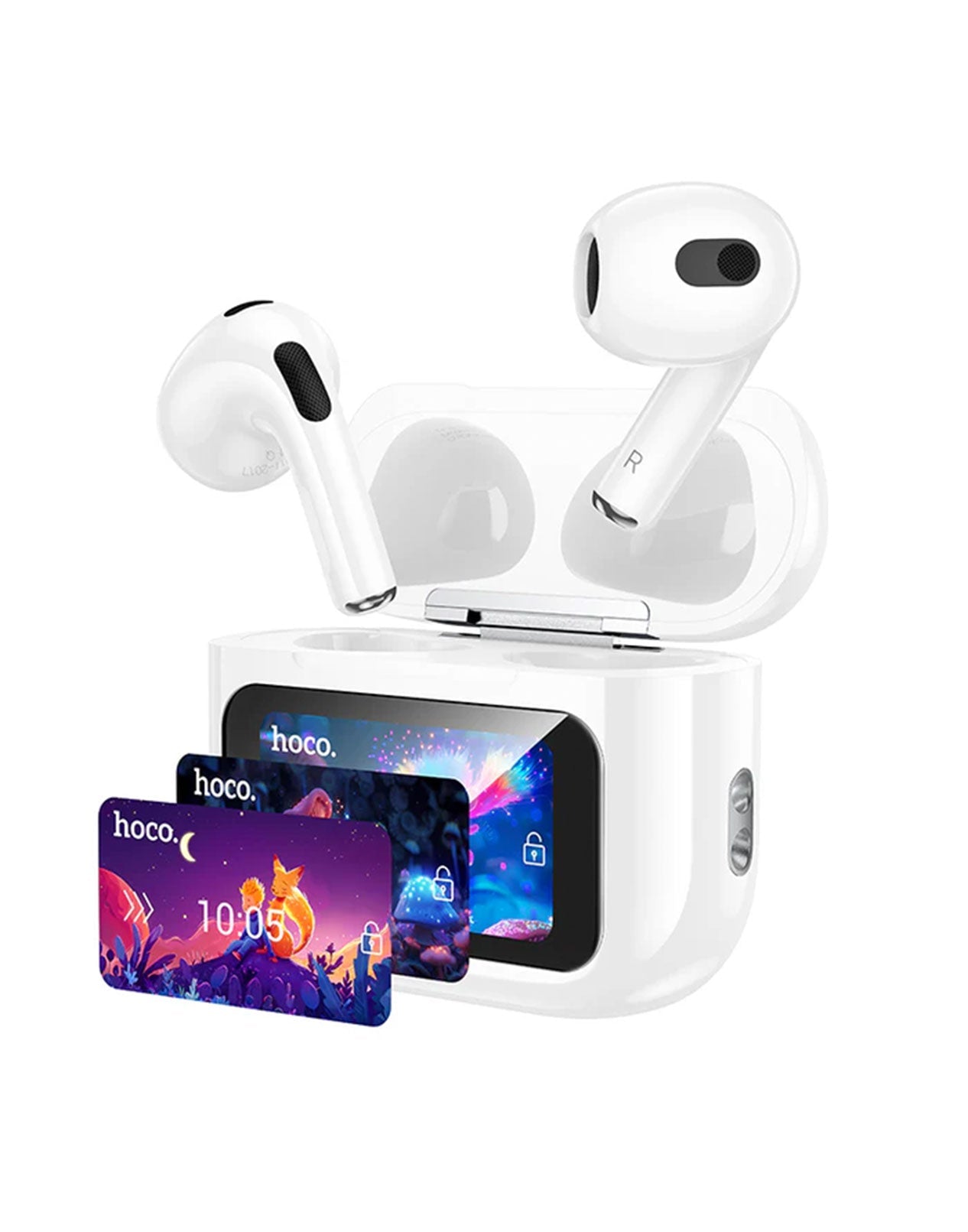 Hoco TWS Bluetooth Earbuds LCD Touch Screen (EW81) - White