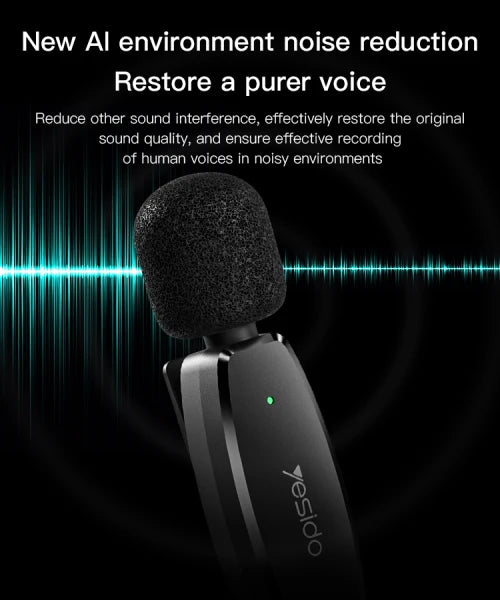 KR15 Portable 360 Pickup Voice IP & Type-c 2 in 1 Transmit Port 2 Wireless MEMS Microphone