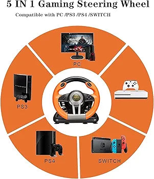 PXN V3II Gaming Steering Wheel with Pedal PC Steering Wheel 180 Degree racing Wheel for PC, PS3, PS4,N-Switch