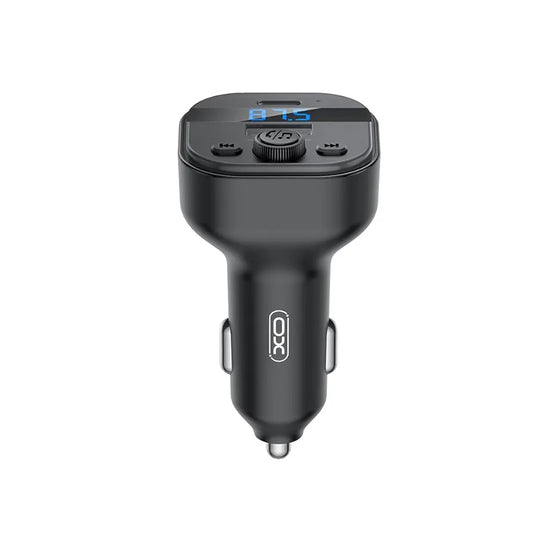 XO Car MP3 Charger BCC18-15W PD Fast Charging, Bluetooth V5.3, FM Transmitter, Support MP3/WAV Format, Dual USB Port, Overvoltage, Heat Up and Short Circuit Protection | Black
