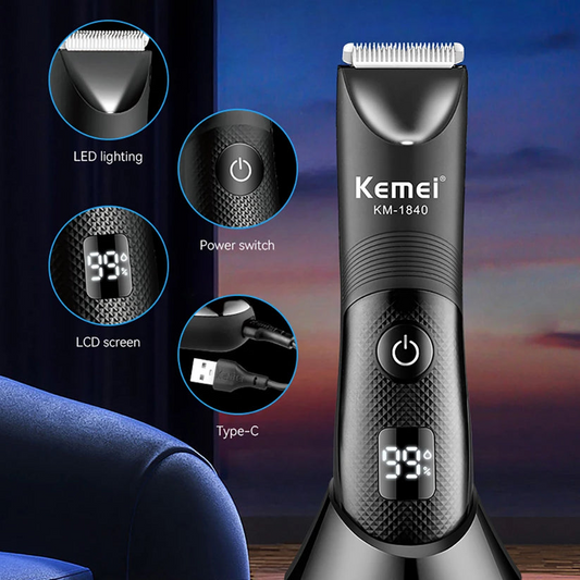 Waterproof Body Groomer With Skin Friendly Blades Kemei Hair Trimmer KM-184