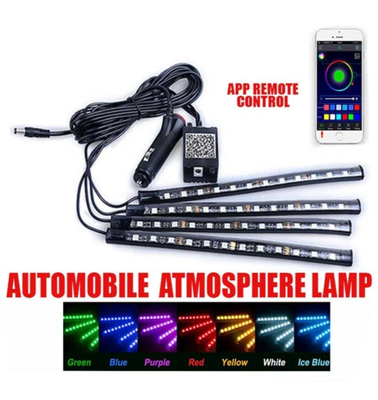Car Rgb 4 Pcs Waterproof Led Light Strip Bluetooth Control