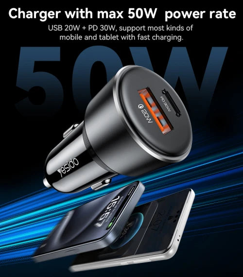 Yesido Y64 Aluminum Alloy USB+TC PD30W + USB20W