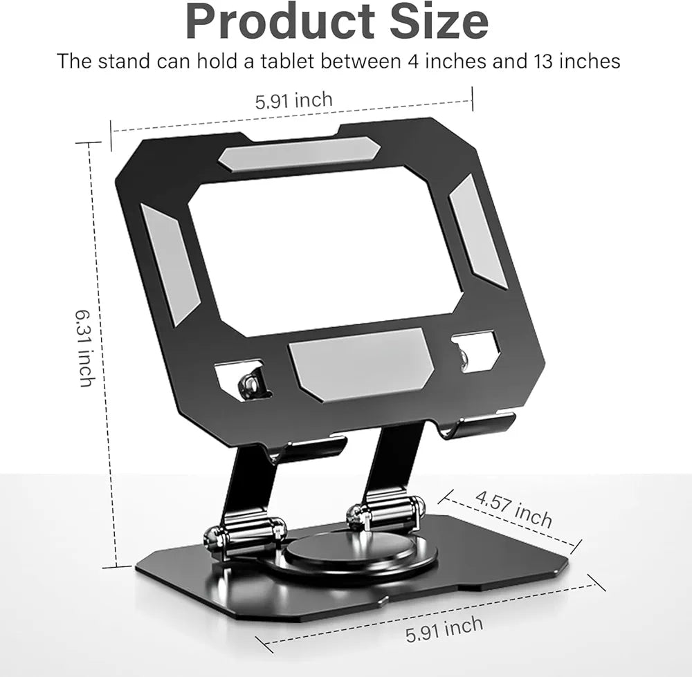 Auslese Premium 360° Rotating iPad Tablet Stand Adjustable Heavy Duty Metal Base Foldable & Portable Desk Mount Holder Compatible with All Tablets