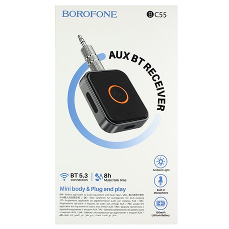 Transmisor Receptor Inalambrico Bluetooth Auto Borofone Bc55 Negro
