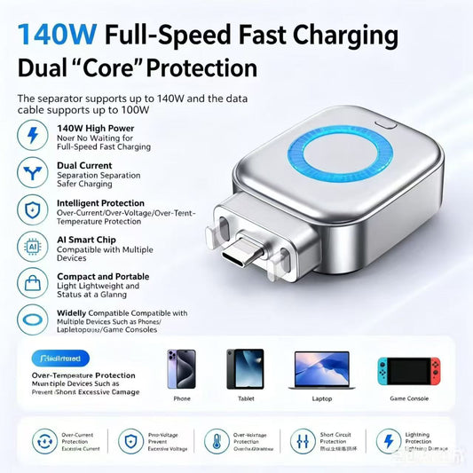 140W Full-speed Fast Charging Duo Core protection type c